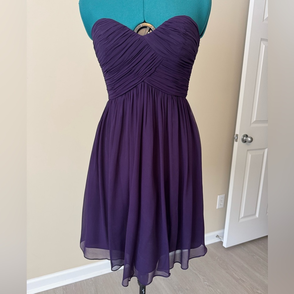 Purple Donna Morgan Cocktail Dress with Ruched Bodice Size 2